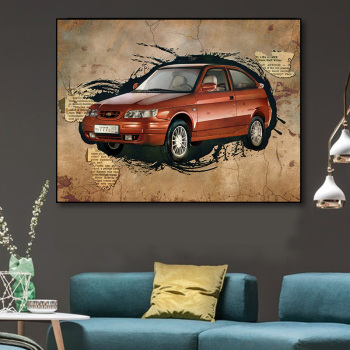 OEM&ODM digital canvas the archaistic abstract car painting, good quality prints canvas wall painting