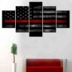 Modern Frameless Canvas American Black Background Star Stripe Flag Printing Wall Art Home Decoration 5 Pictures of Living Room