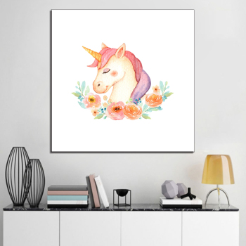 Colorful Unicorn Watercolor Canvas Art Print Painting Poster Wall Pictures For Room Home Decorative Bedroom Decor No Frame