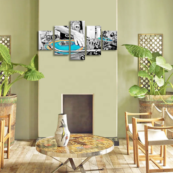 Hot Selling 5 Panel Musical Instruments Art Canvas Painting, Canvas Print Canvas Wall Art Deco Painting
