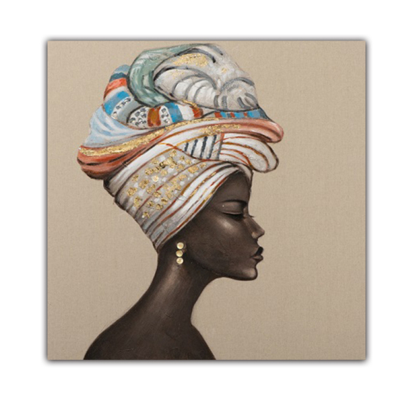 Wholesale Factory Beautiful Black Woman Diy Portrait Oil Painting Wall Art For Home Decor 80X80cm