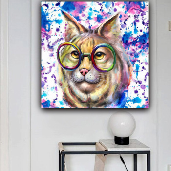 Canvas wall art custom design color cat photo animal picture print modern home decoration painting