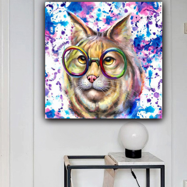 Canvas wall art custom design color cat photo animal picture print modern home decoration painting