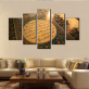 wholesale Mahométisme Islam peinture sur toile art mural impressions acryliques par pulvérisation décor à la maison 5 panneaux sur toile peinture