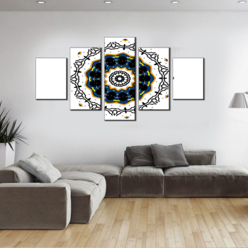 5 Imagen redonda islámica Mural Impresión de arte Pintura al óleo Decoración de carteles con fondo blanco