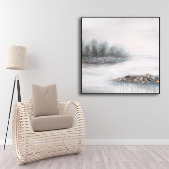 Framed Painting Lonely Boat Painting Canvas Wall Art Oil Painting Wall Pictures Hand Painted Wall Art for Living Room