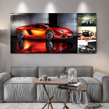 Speed Racing Car Modern Frameless Printing Wall Art Home Black And White Decorative Oil Painting