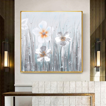 New Design Handpainted Canvas Painting, Abstract Thick Texture Flowers Home Wall Art Picture For Living Room
