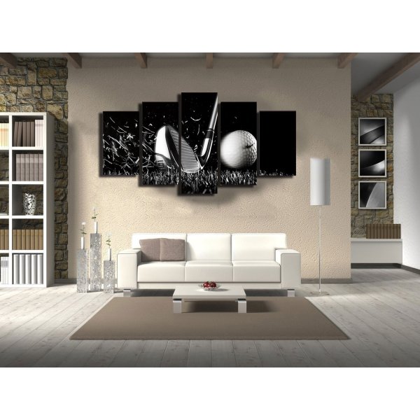 Modern Frameless Golf Sports Black And White Canvas Wall Art 5 Combination Painting Home Decoration Oil Painting