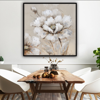 Wholesale Custom grey flowers Home Accessories Canvas Painting  Handmade Oil Painting  for home decor