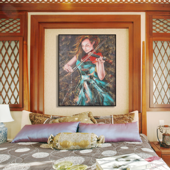Handmade luxury lady paly violin oil painting art, good quality beautiful handpainted oil painting