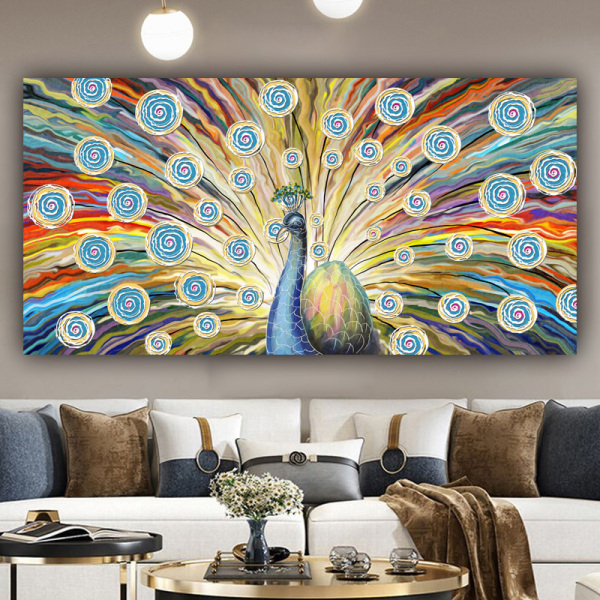 Luxury Art Modern Peacock Animal Picture Canvas Painting Wall Art Decoration