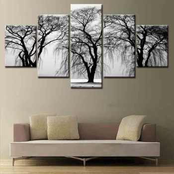 Modern 5 Frameless Canvas Winter Old Tree Printing Wall Art Home Decoration 5 Living Room Pictures