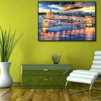 Digital oil painting night cityscape manual color filling modern wall art painting