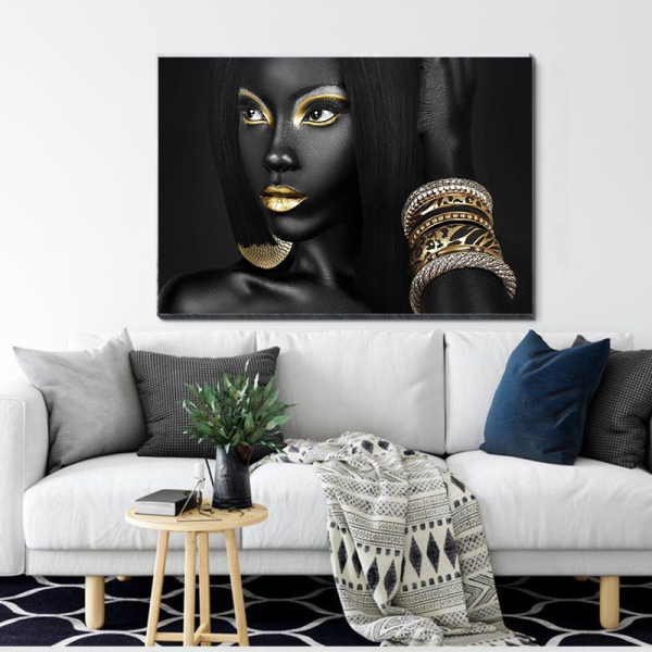 African Artwork canvas print painting for dinning room home hotel, Wall Decoration black women portrait painting on canvas