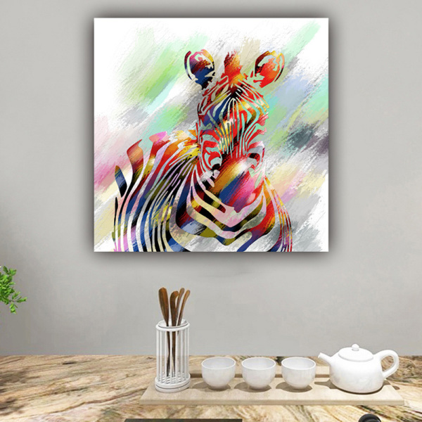 Art custom design abstract color zebra photo picture print canvas painting original product