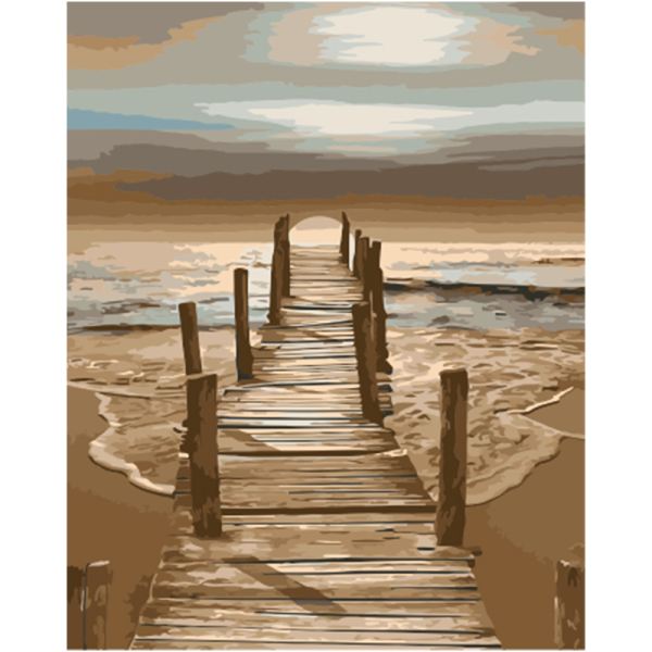 custom design Homfun Kids Canvas Wall Art Seaside canvas Painting Set Beach Sunset DIY paint by numbers for adults