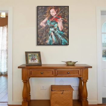 Handmade luxury lady paly violin oil painting art, good quality beautiful handpainted oil painting