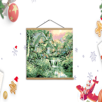 Pangoo, venta al por mayor, árbol de Navidad verde personalizado, colgante de pared enmarcado, pintura DIY por juego de números