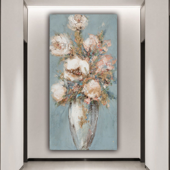Handmade Texture Oil Painting Flowers in vase Abstract Art Wall Pictures for Home Office Decoration