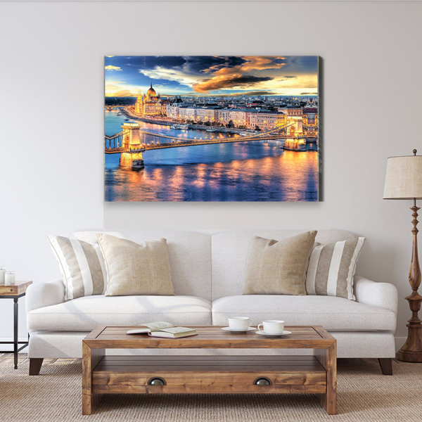 Digital oil painting night cityscape manual color filling modern wall art painting