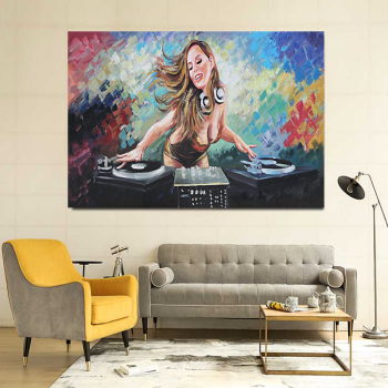 Customized accepted playing music girl new handmade oil painting for hotel home decor