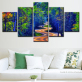 Modern Frameless Canvas Green Forest Winding Path Printed Wall Art Home Oil Painting Decoration 5 Living Room Pictures