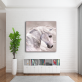 Modern style gloomy white horse animal art ink printed painting, OEM design custom printed canvas painting