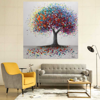 Hot sale colorful tree picture abstract oil painting, art handmade oil painting for Living Room