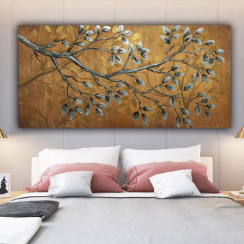 Art Fabric Canvas Pure Hand Painted Abstract heavy oil flower branch canvas oil paintings for Living Room Decor