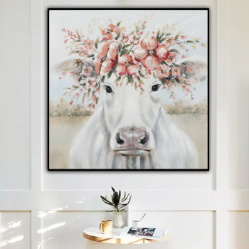 Mur Art toile Animal photo cheval avec fleurs peinture à l'huile pour salon décor à la maison pas de cadre