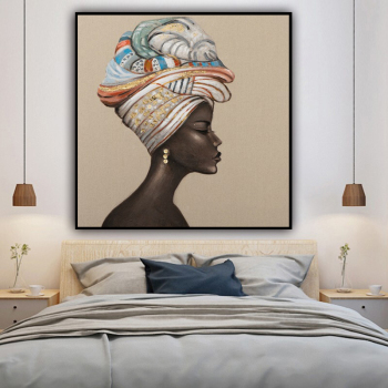 Wholesale Factory Beautiful Black Woman Diy Portrait Oil Painting Wall Art For Home Decor 80X80cm