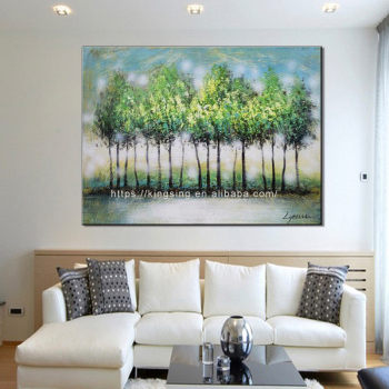 100% plante arbre à la main couteau Texture peinture à l'huile abstrait vert Art mur photos pour salon maison bureau décoration