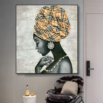 Décoration de la maison hôtel abstrait noir femme portrait peinture sans cadre, peint à la main acrylique couleur art peinture à l'huile