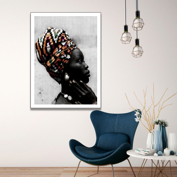 OEM stretched home decorative frameless canvas wall painting, Africa women portrait picture paintings wholesale