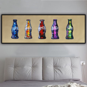 Peinture à l'huile abstraite faite à la main bouteille de coke colorée pour salon maison hôtel café moderne décor à la maison