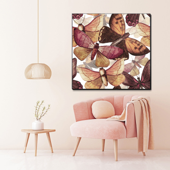 Customized good quality canvas prints fashion painting art moth butterfly canvas oil painting
