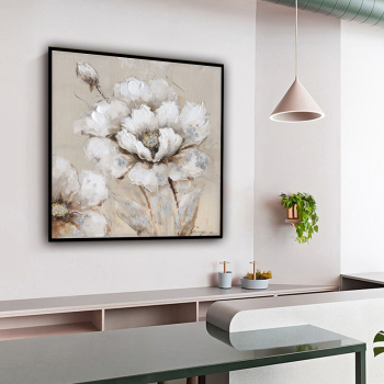 Wholesale Custom grey flowers Home Accessories Canvas Painting  Handmade Oil Painting  for home decor