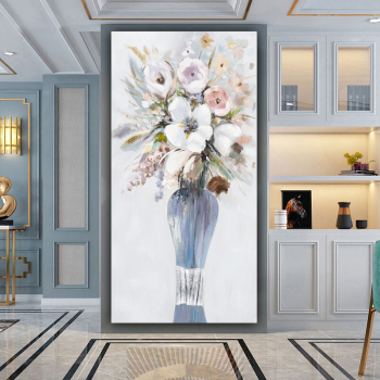 Handmade Texture Oil Painting Blue vase Abstract Art Wall Pictures for Home Office Decoration