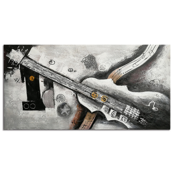 100% fait à la main Texture peinture à l'huile guitare sombre Art abstrait mur photos pour salon maison bureau décoration