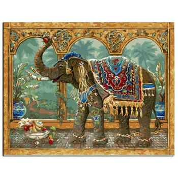 Pintura Vintage DIY elefante indio pintura por números Kits pintura acrílica sobre lienzo arte de pared del hogar
