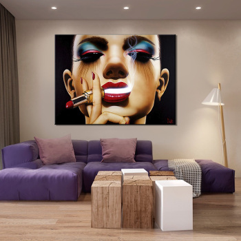 Maquillaje europeo Retrato femenino Pintura al óleo Impresión del arte Cartel de la pared Decoración del hogar Figura Pintura al óleo abstracta Pintura en aerosol