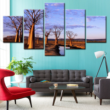 Modern 5 Frameless Canvas Blue Sky Tall Tree Picture Printing Art Home Decoration 5 Living Room Picture