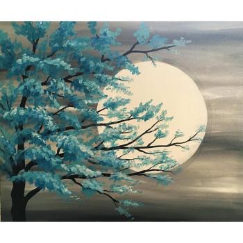 Custom Canvas Wall Art 5D Diy Crystal Homfun Алмазная картина Набор Луны и дерева Алмазная краска по номеру для Amazon