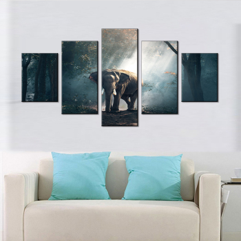 5 panneaux éléphant peinture toile moderne forêt art peintures pour salon bureau décoration de noël