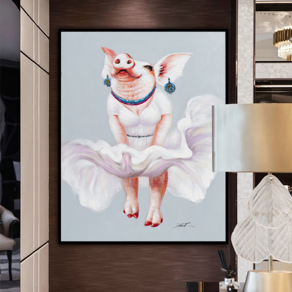 Colourful pig Animal Handmade oil painting on the Canvas factory directly sale