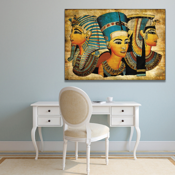 Africa hot sale stretched decorative painting, Egyptian portrait picture frameless canvas wall painting