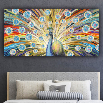 Luxury Art Modern Peacock Animal Picture Canvas Painting Wall Art Decoration