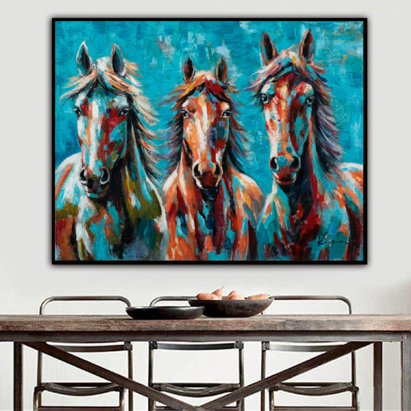 Hand Painted Modern Animal Oil Picture Handmade horse Art Oil Painting on Canvas for Home Decorative