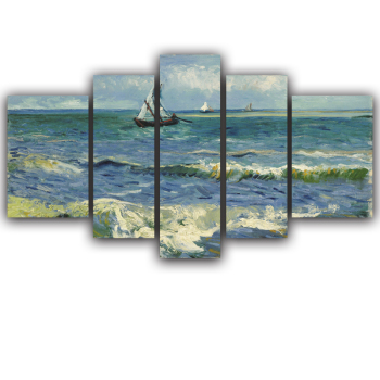 Landscape oil painting sea sailing boat canvas painting wall decoration print art 5 panel canvas painting Landscape oil painting sea sailing boat canvas painting wall decoration print art 5 panel canvas painting